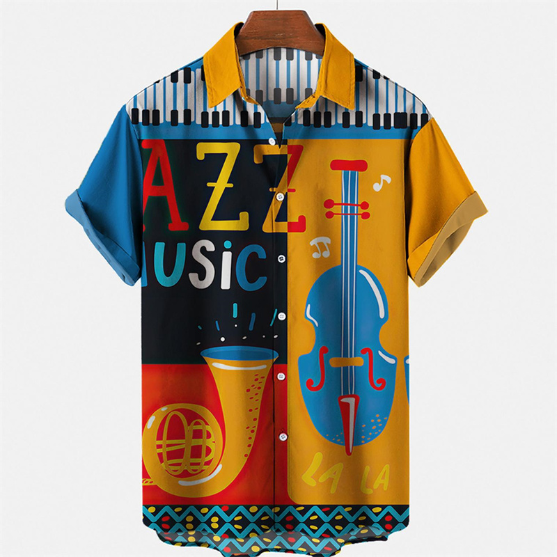 Musical Instrument Hawaiian - Strumento musicale chitarra 3d stampa camicia